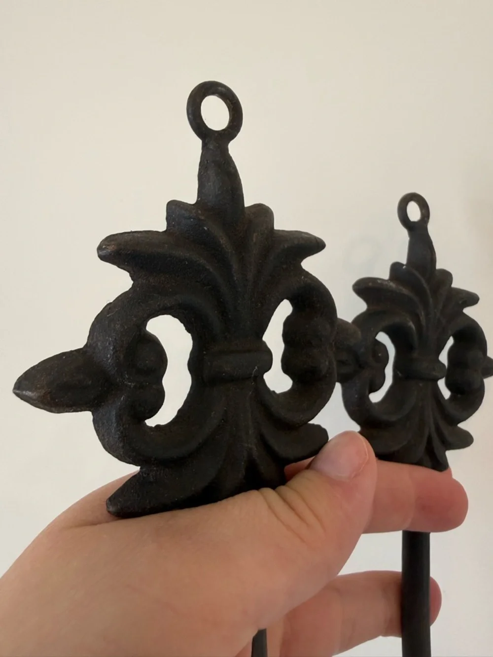 Decorative Wall Hooks in Black and Dark Brown - Set of 2 cast iron